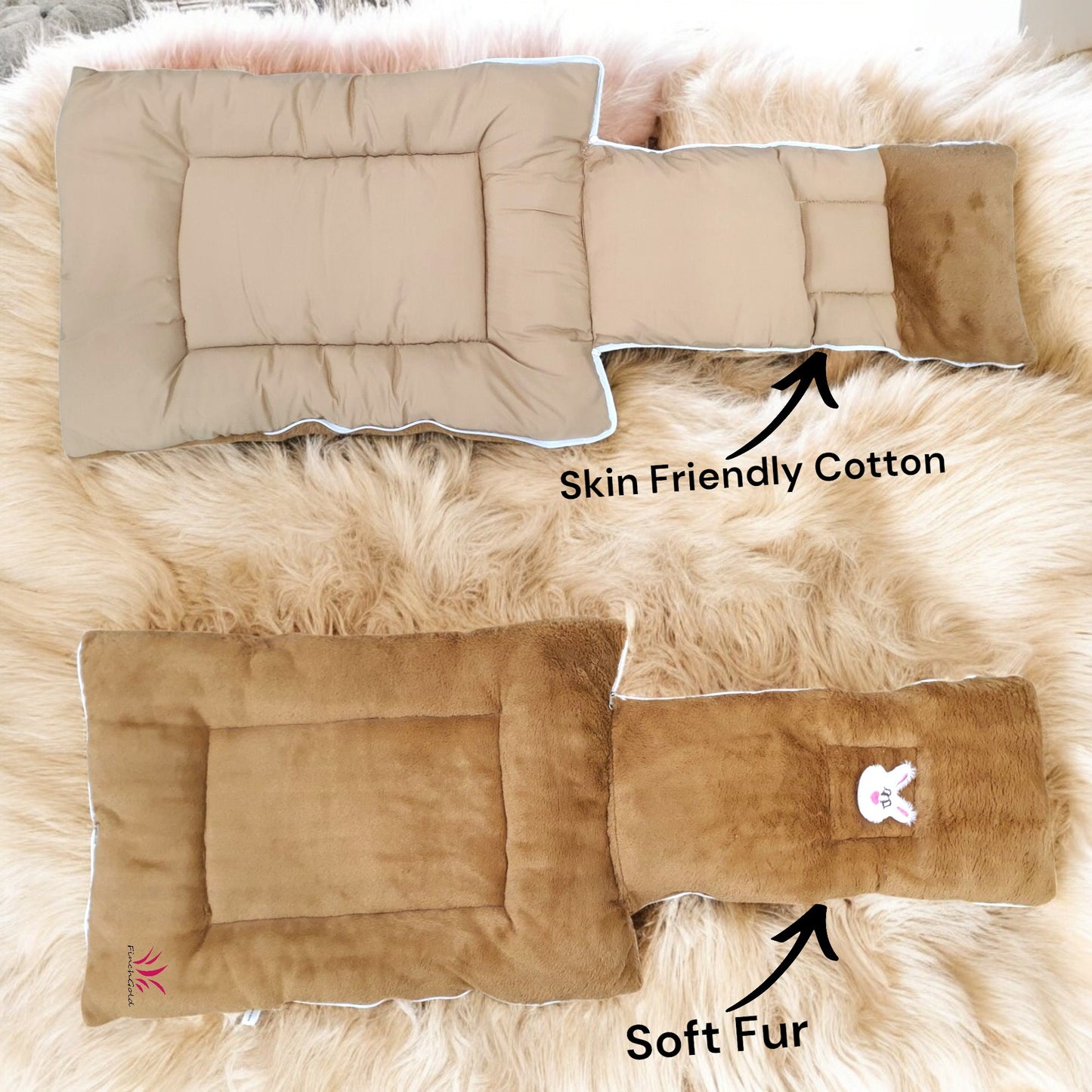 FinchGold Baby Sleeping Bag carry Bag Soft Velvet Fur Fabric For 0-6 Months Baby's - Brown