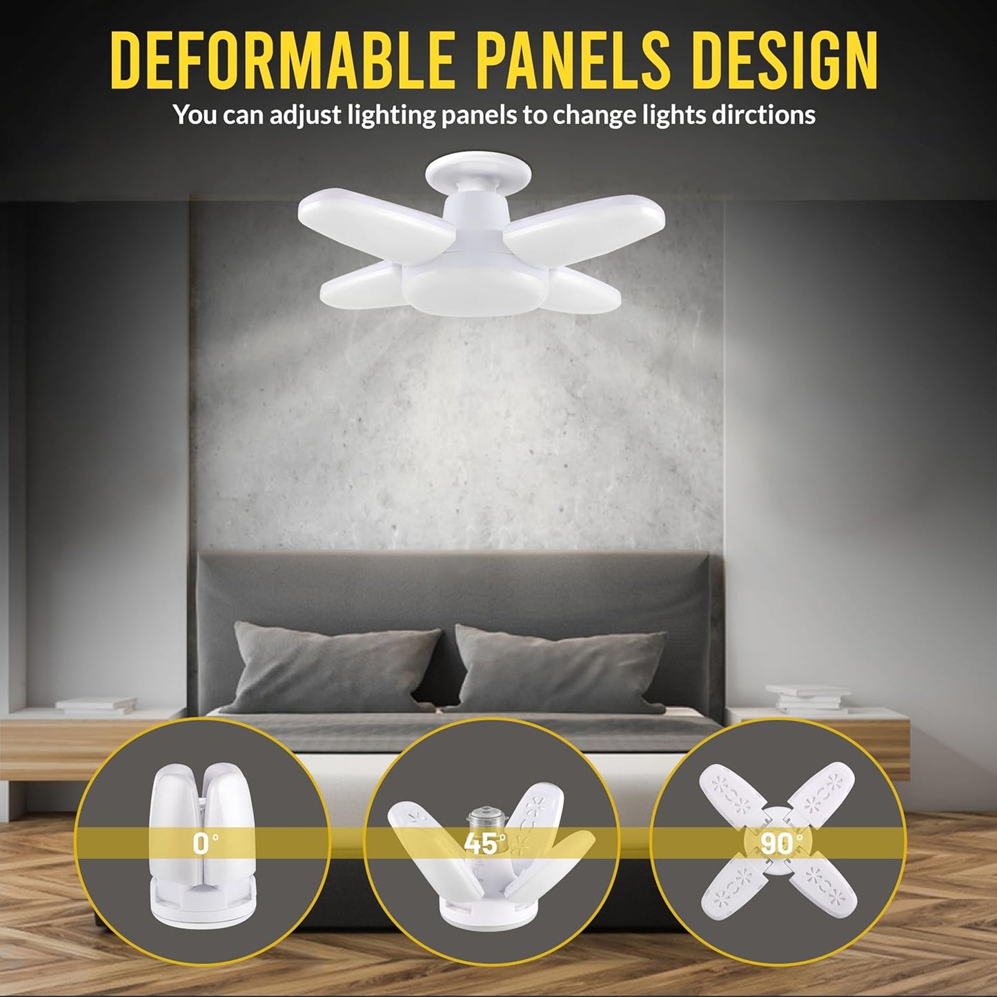 Charkee 25W Cool Day Mini fan Blade 4 Leaf Foldable LED Bulb with Angle Adjustable Ceiling Lights Home