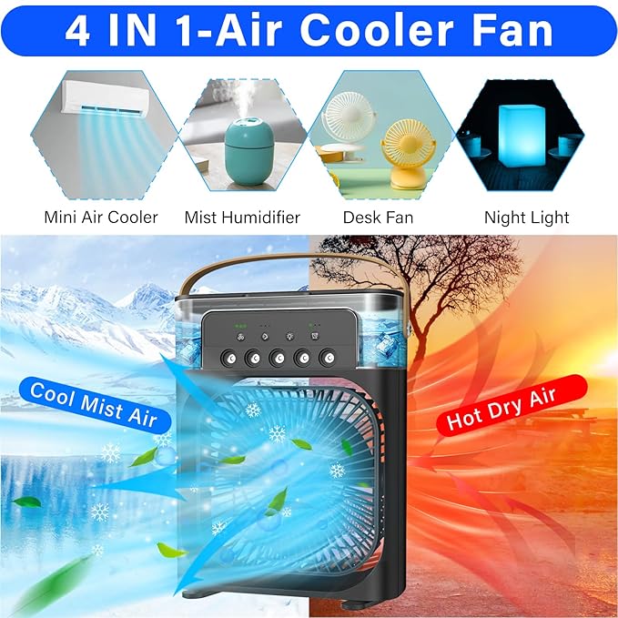 Portable Air Cooler Fan for Home Kitchen Office USB Air Cooler 3 Spray Mode