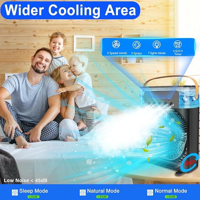 Portable Air Cooler Fan for Home Kitchen Office USB Air Cooler 3 Spray Mode