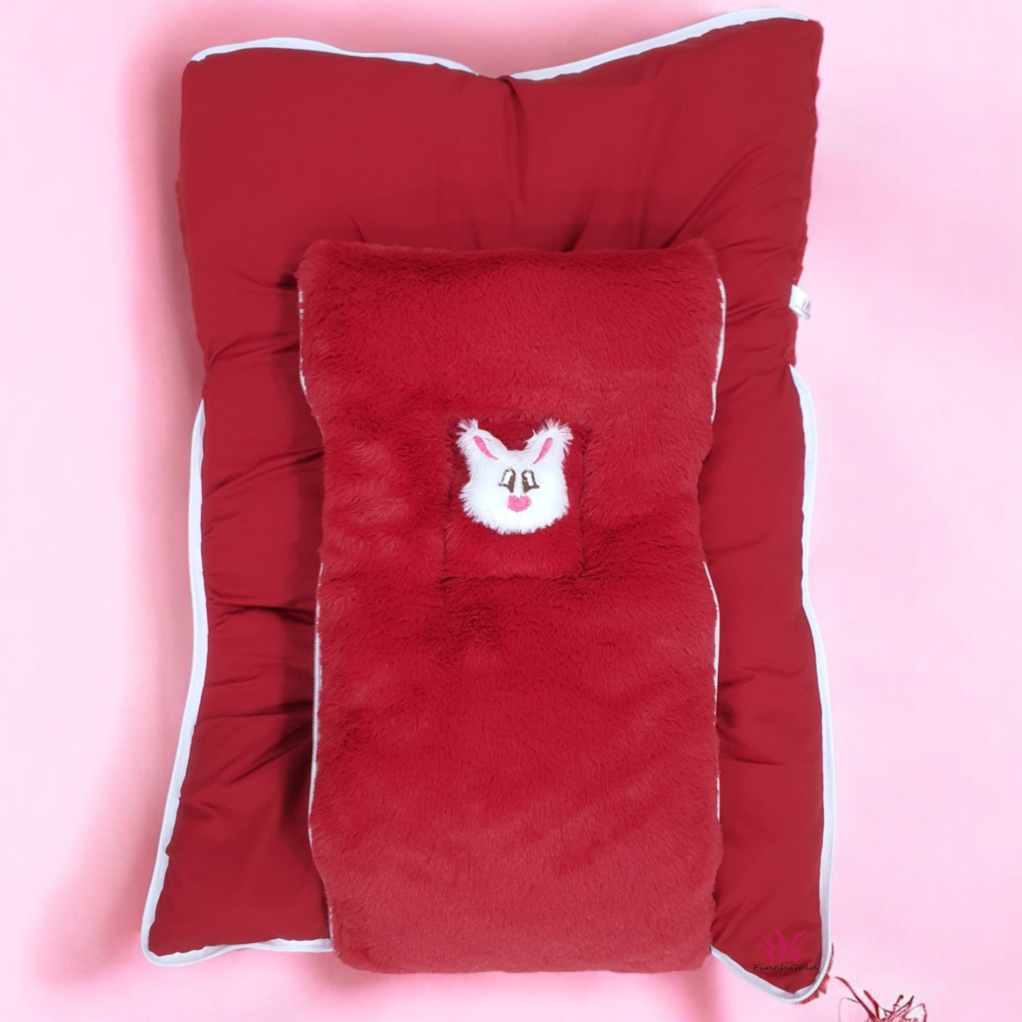 FinchGold Baby Sleeping Bag carry Bag Soft Velvet Fur Fabric For 0-6 Months Babies - Red