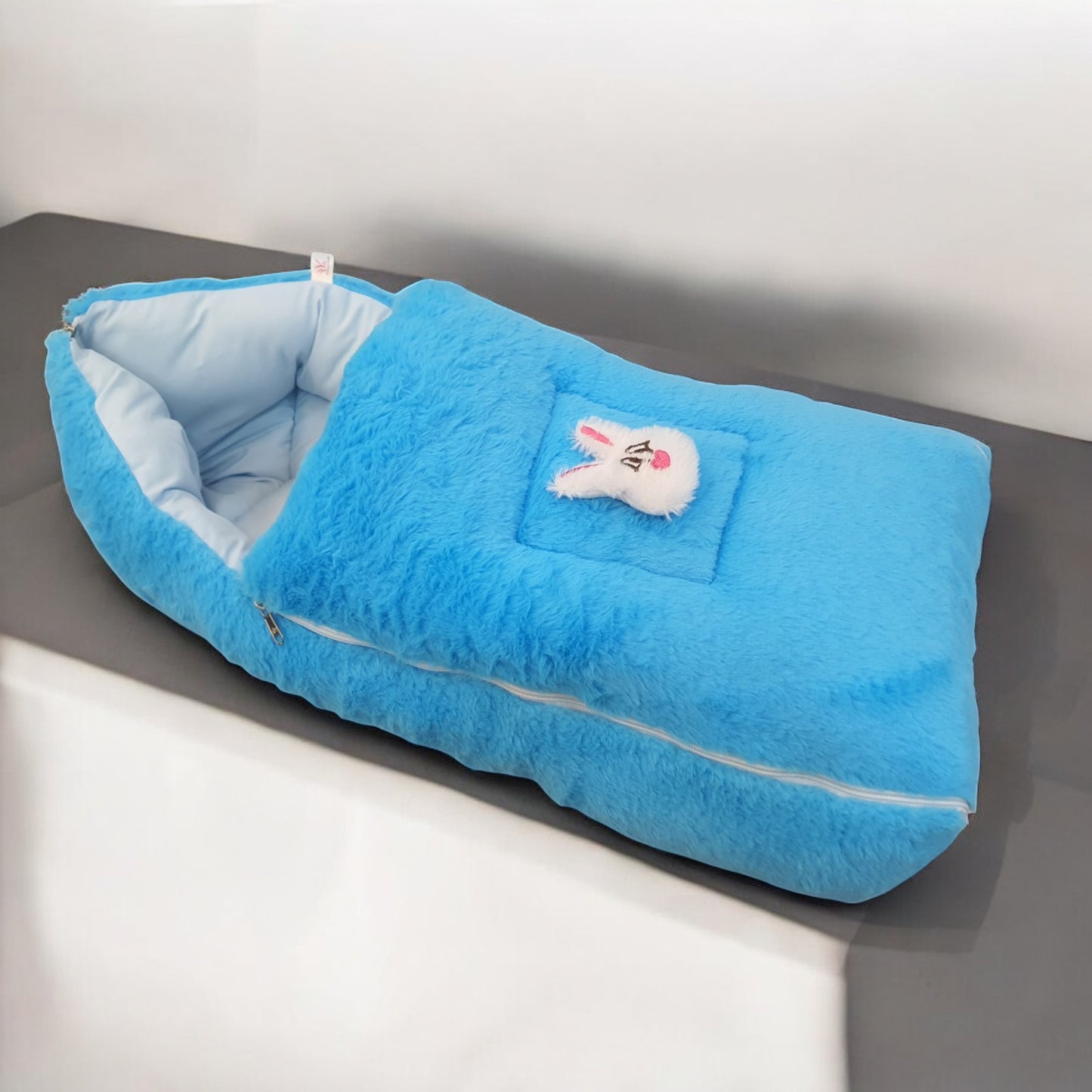 FinchGold Baby Sleeping Bag carry Bag Soft Velvet Fur Fabric For 0-6 Months Babies - Blue