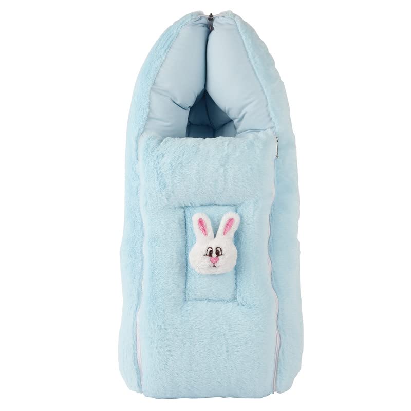 FinchGold Baby Sleeping Bag carry Bag Soft Velvet Fur Fabric For 0-6 Months Babies - Sky Blue