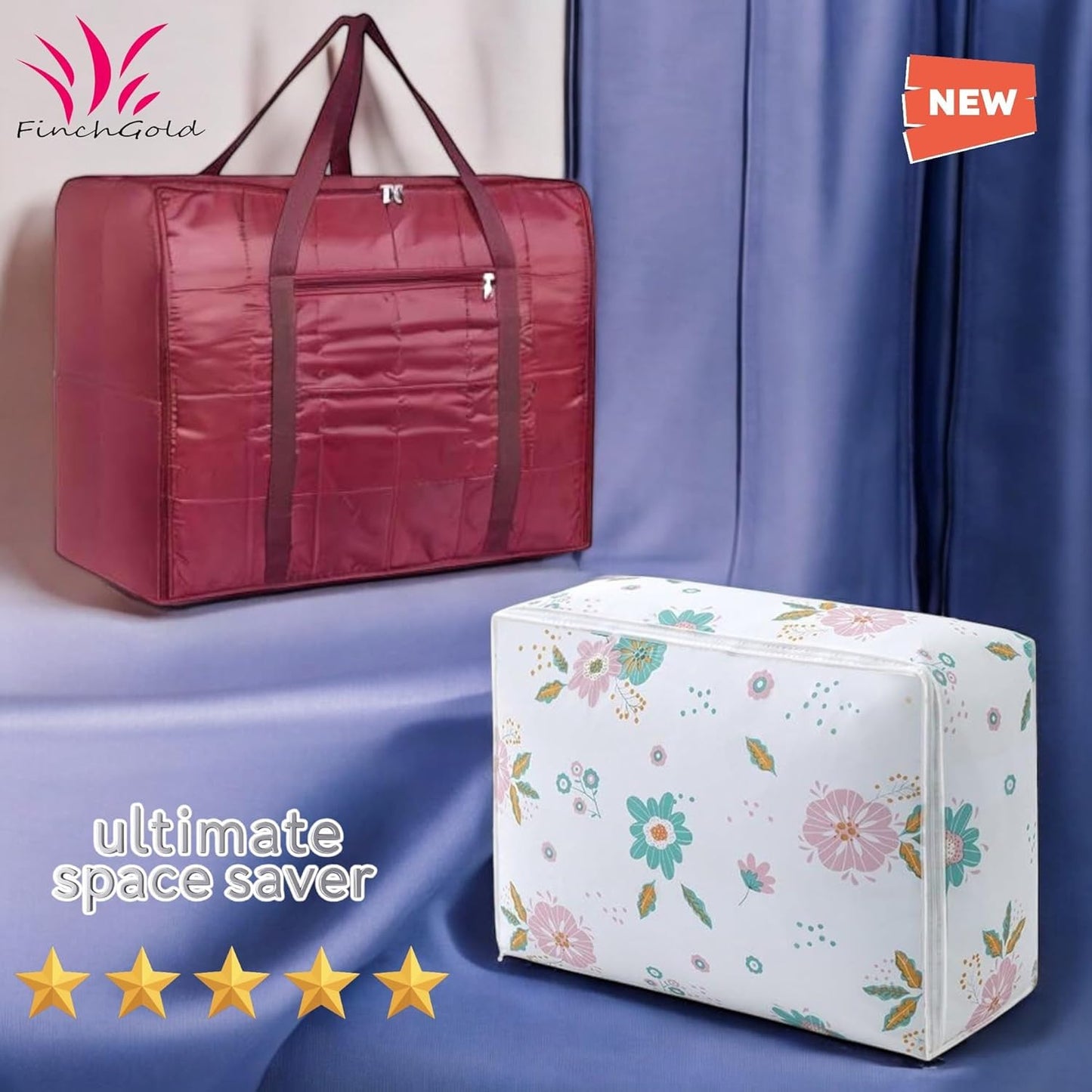 FinchGold Space Saver Storage Bags – Blanket & Quilt Organizer (2 Pack)