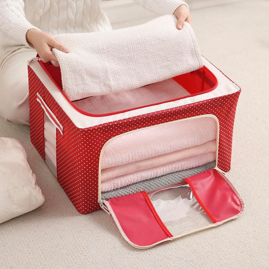 FinchGold Premium Clothes Storage Bags - Stackable, Foldable, 66L Capacity, Clear Window Design - Stylish Organization for Seasonal Clothing & Bedding