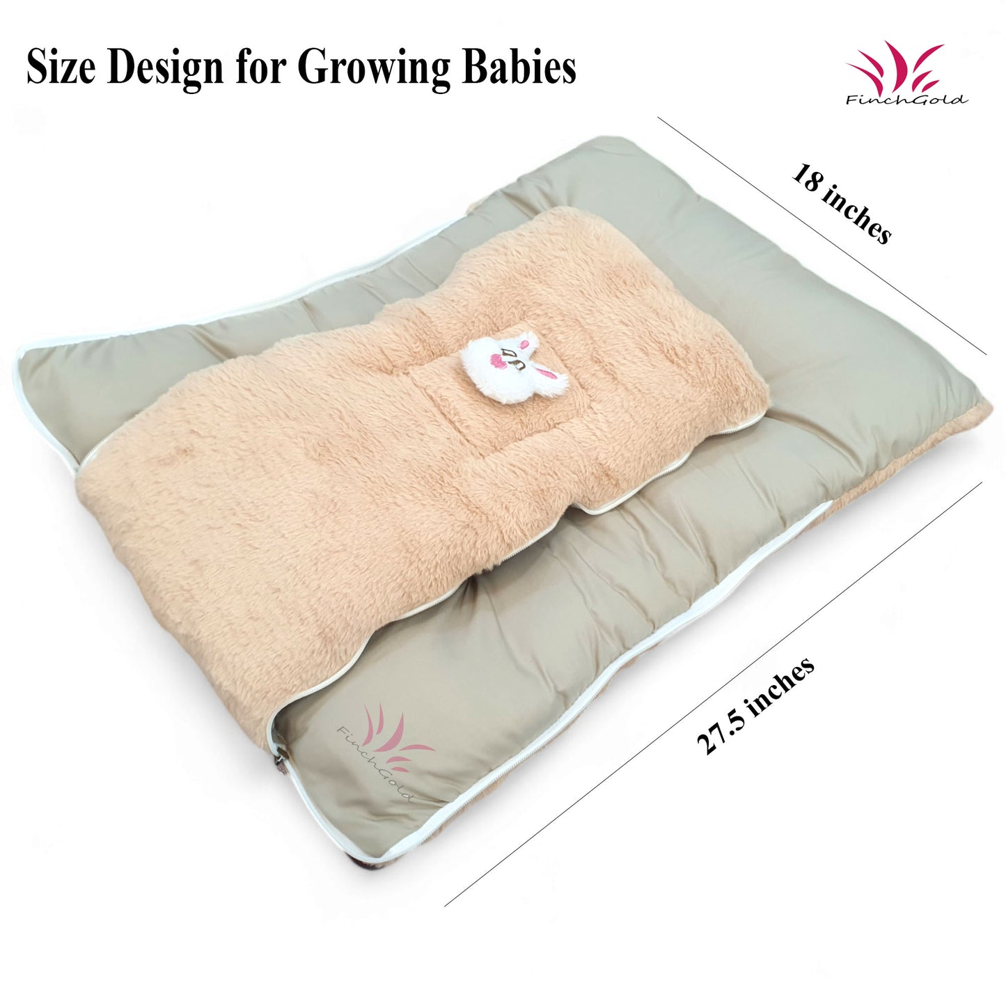 FinchGold Baby Sleeping Bag carry Bag Soft Velvet Fur Fabric For 0-6 Months Babies - Camel Color