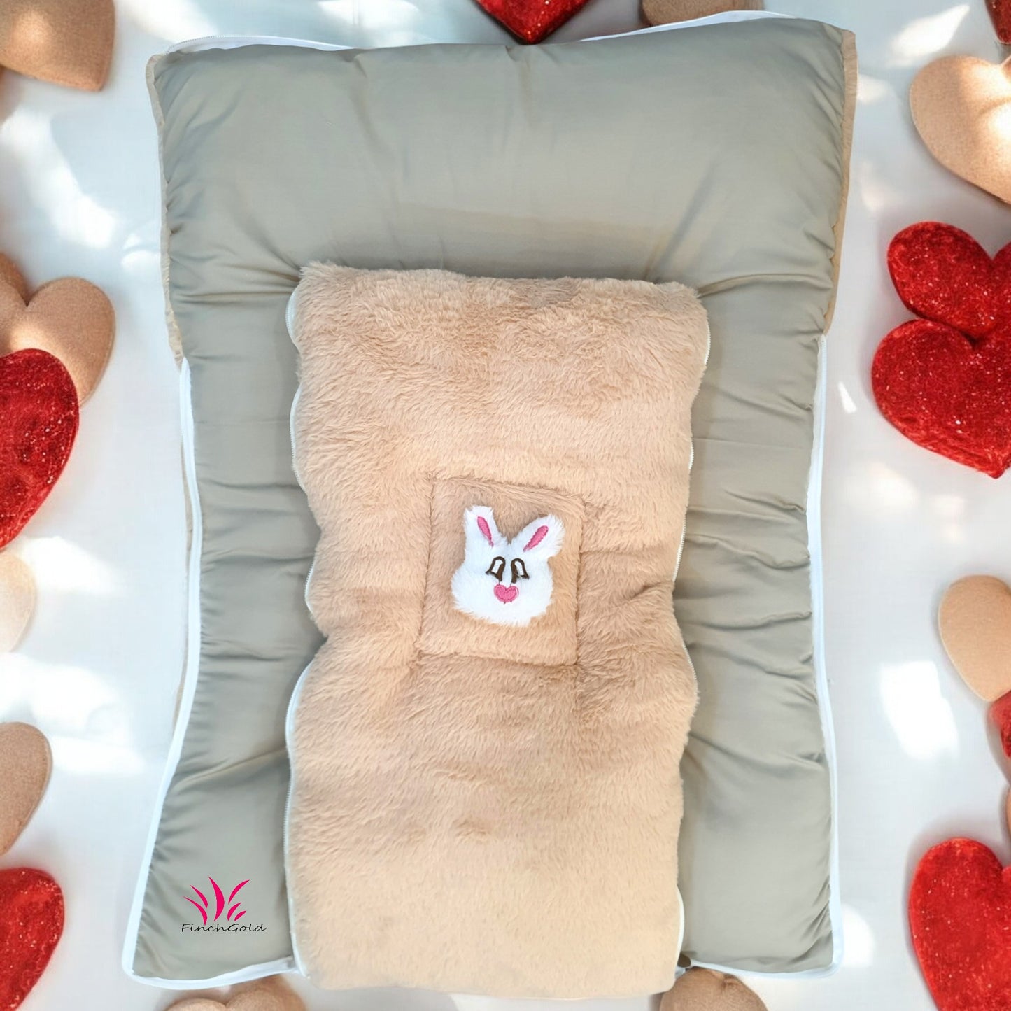 FinchGold Baby Sleeping Bag carry Bag Soft Velvet Fur Fabric For 0-6 Months Babies - Camel Color