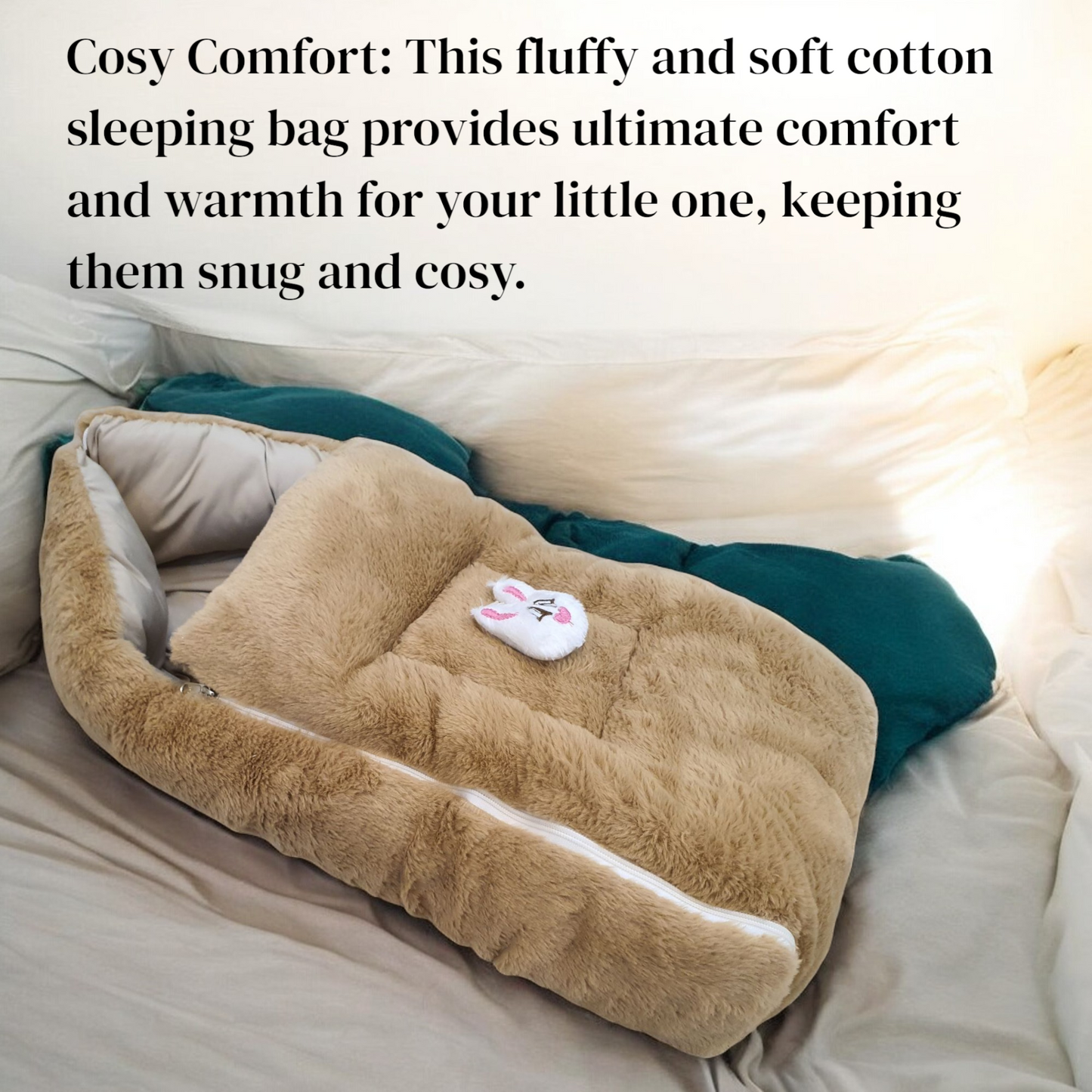 FinchGold Baby Sleeping Bag carry Bag Soft Velvet Fur Fabric For 0-6 Months Babies - Brown