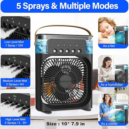 Portable Air Cooler Fan for Home Kitchen Office USB Air Cooler 3 Spray Mode