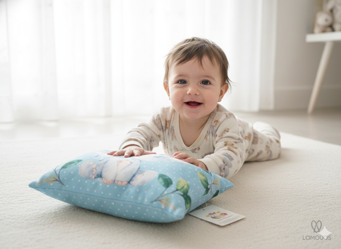 FinchGold Baby Pillow with Super Soft Imported Fabric, 1 Month to 5 Year Kids Pillows, Animal/Cartoon Prints, Kid Pillow for Sleep, Bed Set, Head Shaping, Neck Support-12 x 18 in-201