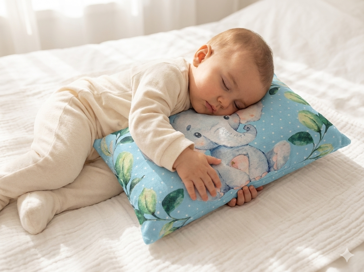 FinchGold Baby Pillow with Super Soft Imported Fabric, 1 Month to 5 Year Kids Pillows, Animal/Cartoon Prints, Kid Pillow for Sleep, Bed Set, Head Shaping, Neck Support-12 x 18 in-201