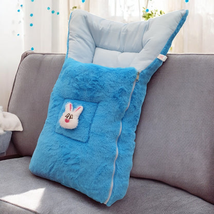FinchGold Baby Sleeping Bag carry Bag Soft Velvet Fur Fabric For 0-6 Months Baby's - Coffee