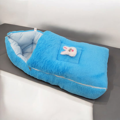FinchGold Baby Sleeping Bag carry Bag Soft Velvet Fur Fabric For 0-6 Months Baby's - Coffee