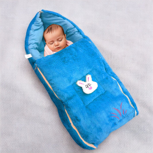 FinchGold Baby Sleeping Bag carry Bag Soft Velvet Fur Fabric For 0-6 Months Baby's - Coffee