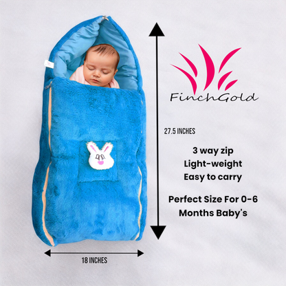 FinchGold Baby Sleeping Bag carry Bag Soft Velvet Fur Fabric For 0-6 Months Baby's - Coffee