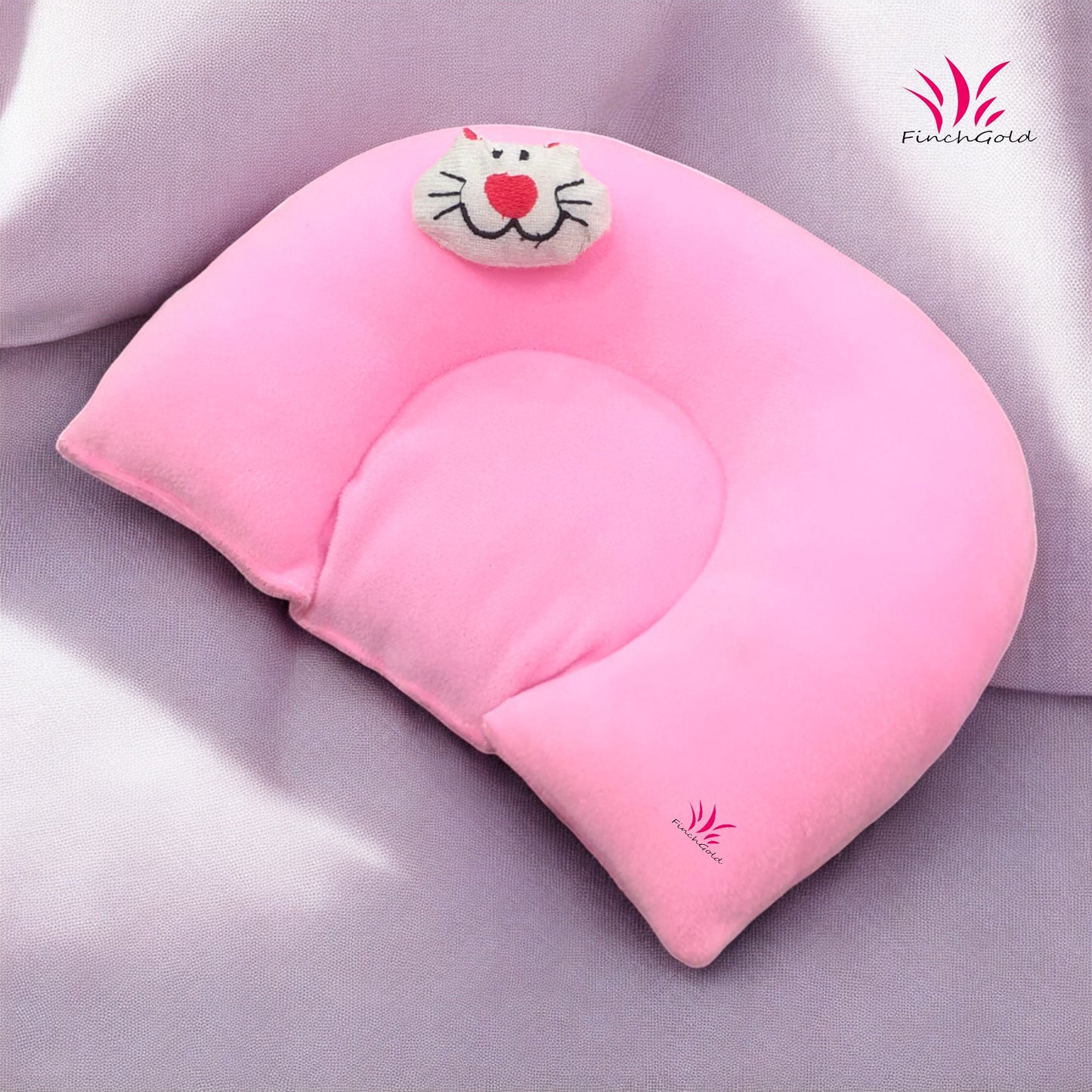 FinchGold Sarso Rai Baby Pillow – Round, Velvet, Pink, 1-Pack