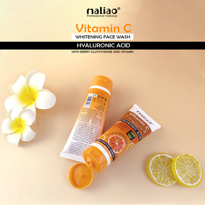 Maliao Vitamin C Whitening Face Wash with Berry Glutathione & Hyaluronic Acid for Glowing Skin (Deep Cleansing, Oil Control, Anti-Acne, Moisturizing, All Skin Types)
