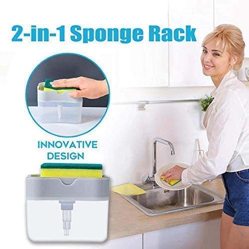 FinchGold 2-in-1 Soap Dispenser with Sponge Holder, 385ml