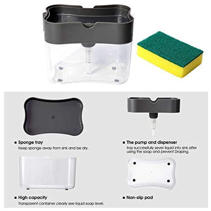 FinchGold 2-in-1 Soap Dispenser with Sponge Holder, 385ml