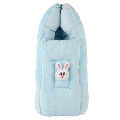 FinchGold Baby Sleeping Bag carry Bag Soft Velvet Fur Fabric For 0-6 Months Babies - Sky Blue