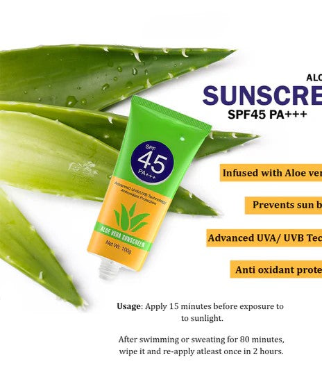 FinchGold Aloe Vera Sunscreen – SPF 45, PA Protection