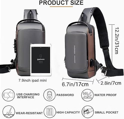 FinchGold Waterproof Slim Sling Bag – Unisex Anti-Theft Chest Backpack