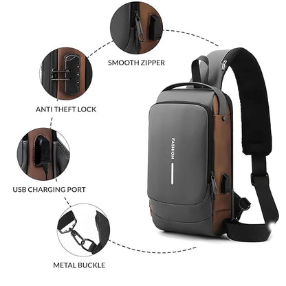 FinchGold Waterproof Slim Sling Bag – Unisex Anti-Theft Chest Backpack