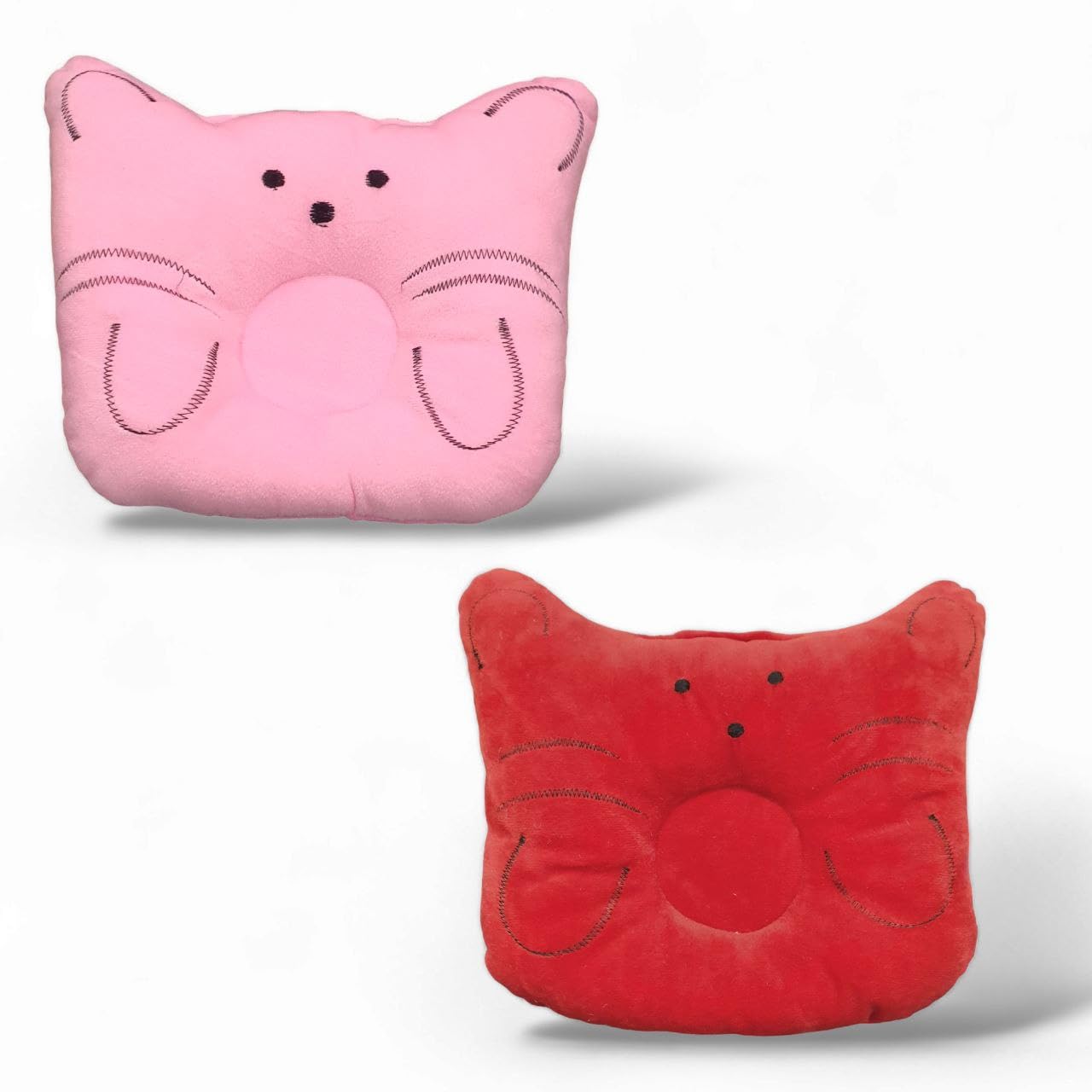 FinchGold Newborn Baby Pillows – Cat Shape, Velvet, 2-Pack