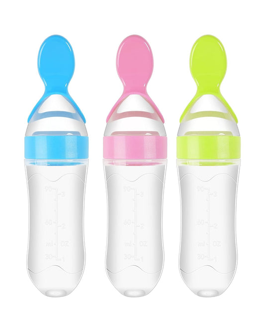 FinchGold Baby Food Feeder, Oz Silicone Baby Feeder, Multi Colors Baby Food Dispensing Spoon, Baby Food Squeeze Spoon for Boys Girl Kids Toddlers Pack of 1 Randon Color