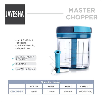 FinchGold Jumbo Pull Chopper – 850ml, 3-Blade Food Cutter