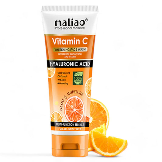 Maliao Vitamin C Whitening Face Wash with Berry Glutathione & Hyaluronic Acid for Glowing Skin (Deep Cleansing, Oil Control, Anti-Acne, Moisturizing, All Skin Types)