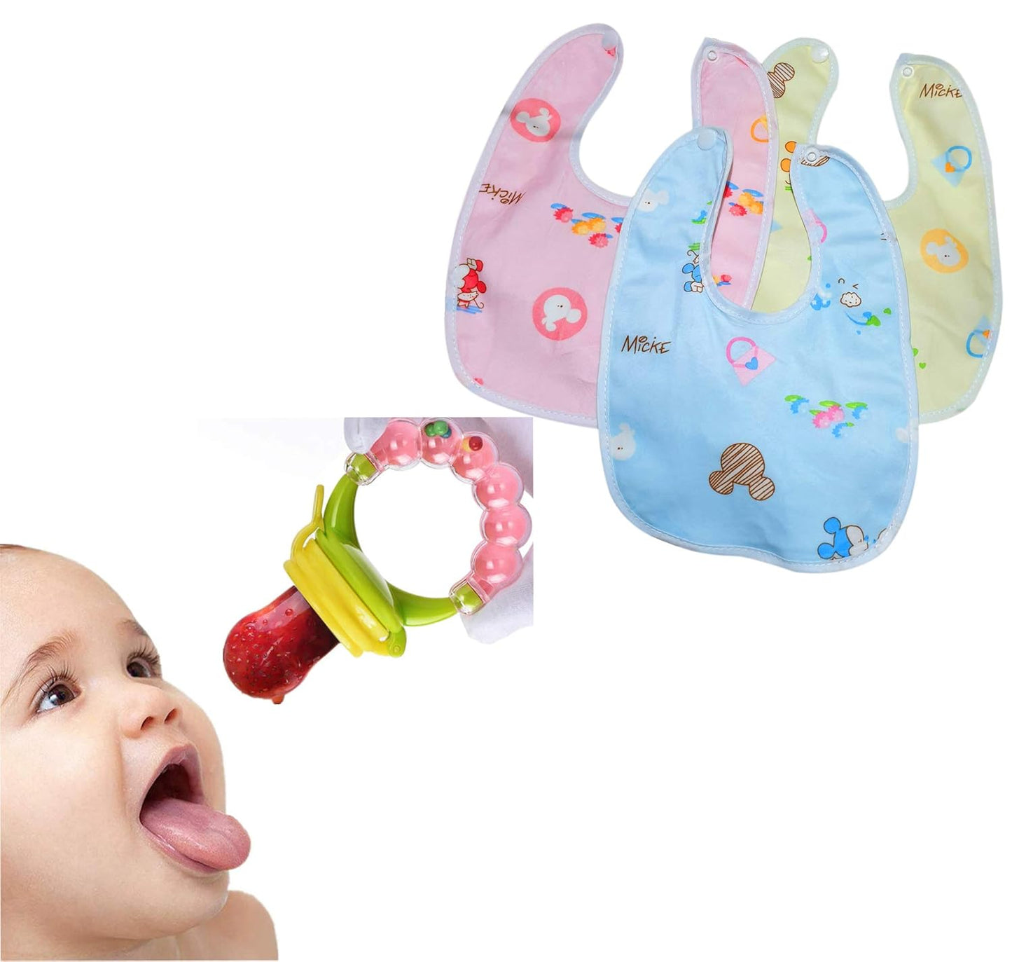 FinchGold Baby Bibs & Fruit Feeder Set – Newborn Friendly