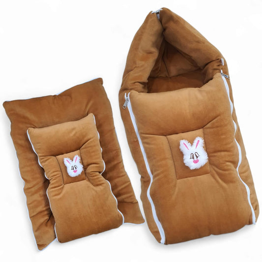 FinchGold Baby Sleeping Bag for 0-6 Months - Brown Velvet