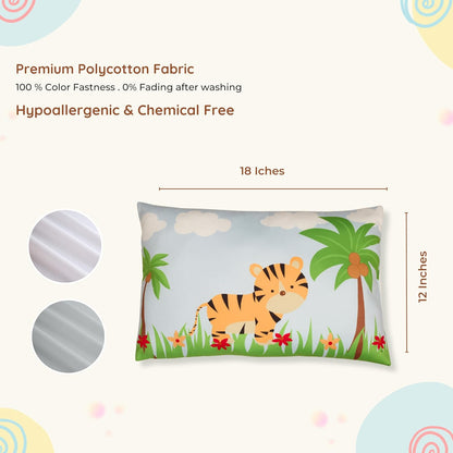 FinchGold Baby Pillow with Super Soft Imported Fabric, 1 Month to 5 Year Kids Pillows, Animal/Cartoon Prints, Kid Pillow for Sleep, Bed Set, Head Shaping, Neck Support-12 x 18 in-201