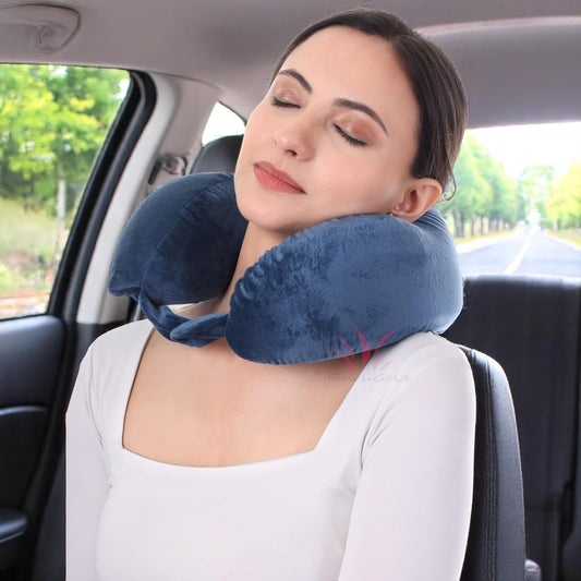 FinchGold Memory Foam Travel Neck Pillow – Airplane, Car, Office