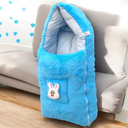 FinchGold Baby Sleeping Bag – Blue Fur, 0-6 Months