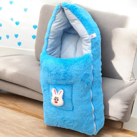 FinchGold Baby Sleeping Bag – Blue Fur, 0-6 Months