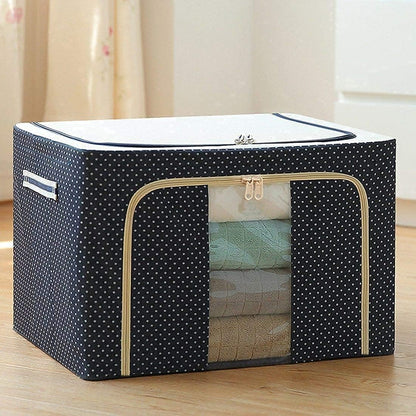 FinchGold Premium Clothes Storage Bags - Stackable, Foldable, 66L Capacity, Clear Window Design - Stylish Organization for Seasonal Clothing & Bedding