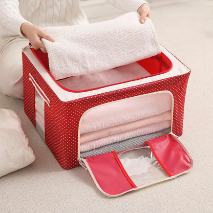 FinchGold Premium Clothes Storage Bags - Stackable, Foldable, 66L Capacity, Clear Window Design - Stylish Organization for Seasonal Clothing & Bedding