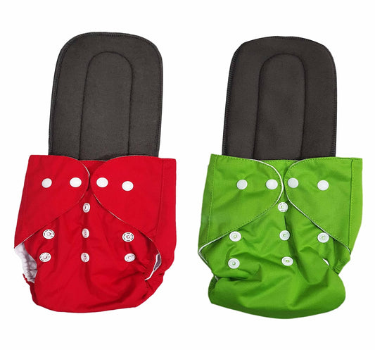 FinchGold Washable Baby Cloth Diaper Set – 2 Diapers, Inserts