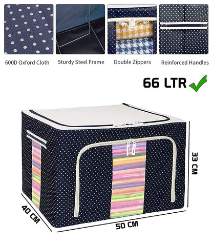 FinchGold Premium Clothes Storage Bags - Stackable, Foldable, 66L Capacity, Clear Window Design - Stylish Organization for Seasonal Clothing & Bedding