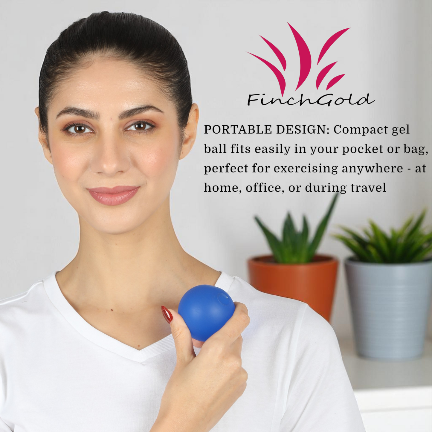 FinchGold Hand Exercise Gel Ball, Grip Strengthener (Large - Blue)