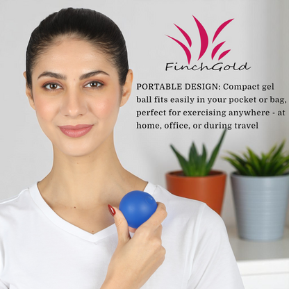 FinchGold Hand Exercise Gel Ball, Grip Strengthener (Large - Blue)