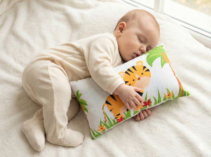 FinchGold Baby Pillow with Super Soft Imported Fabric, 1 Month to 5 Year Kids Pillows, Animal/Cartoon Prints, Kid Pillow for Sleep, Bed Set, Head Shaping, Neck Support-12 x 18 in-201