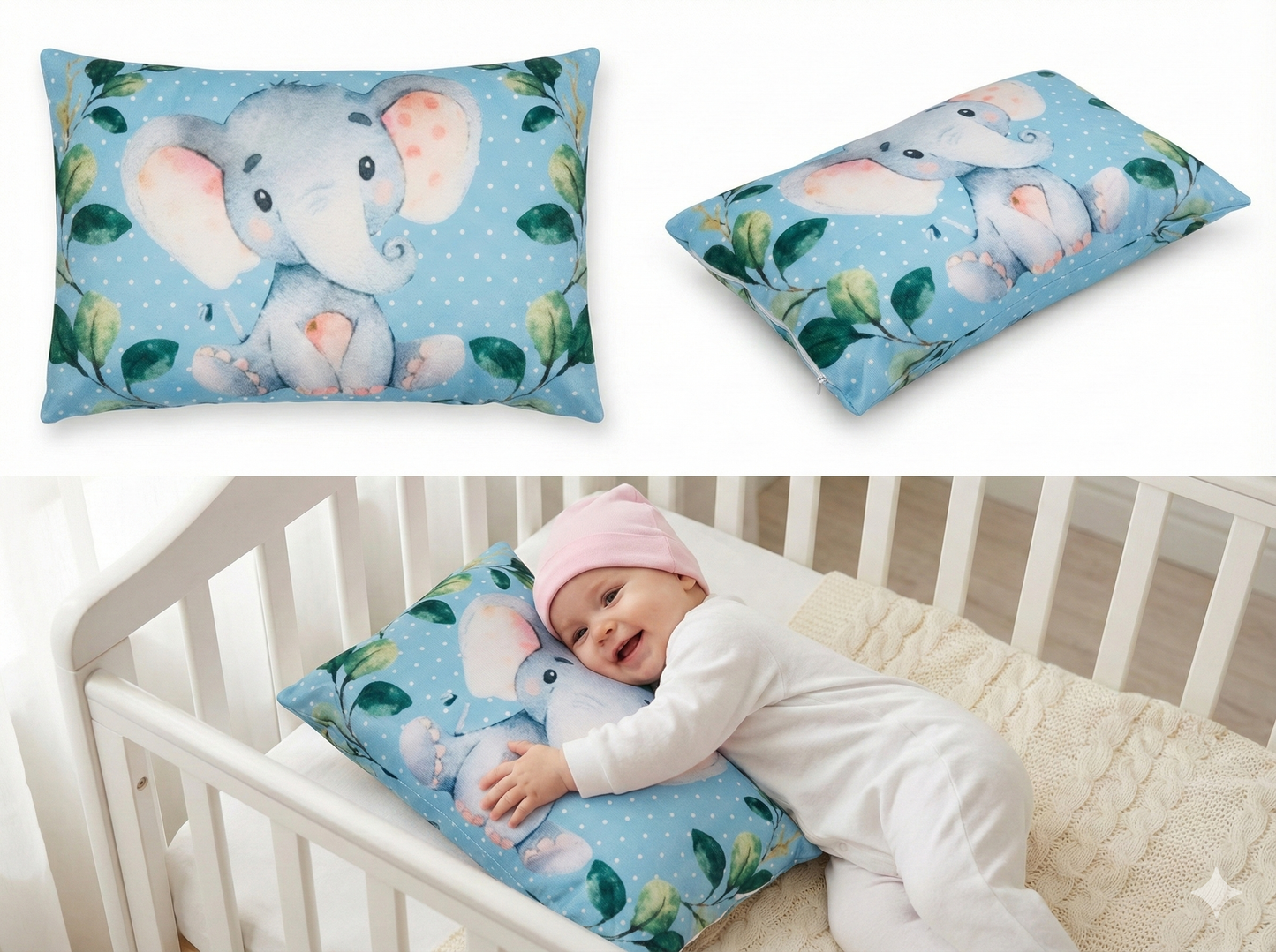 FinchGold Baby Pillow with Super Soft Imported Fabric, 1 Month to 5 Year Kids Pillows, Animal/Cartoon Prints, Kid Pillow for Sleep, Bed Set, Head Shaping, Neck Support-12 x 18 in-201