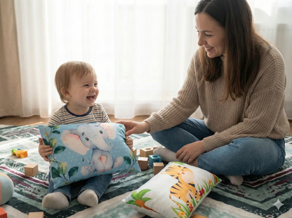 FinchGold Baby Pillow with Super Soft Imported Fabric, 1 Month to 5 Year Kids Pillows, Animal/Cartoon Prints, Kid Pillow for Sleep, Bed Set, Head Shaping, Neck Support-12 x 18 in-201