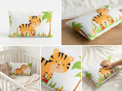 FinchGold Baby Pillow with Super Soft Imported Fabric, 1 Month to 5 Year Kids Pillows, Animal/Cartoon Prints, Kid Pillow for Sleep, Bed Set, Head Shaping, Neck Support-12 x 18 in-201