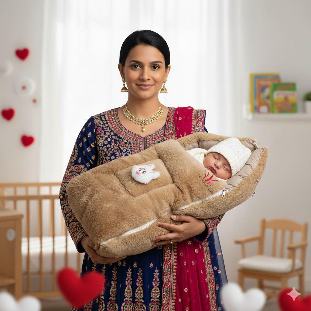 FinchGold Baby Sleeping Carry Bag Cum Bed in Soft Rabbit Fur