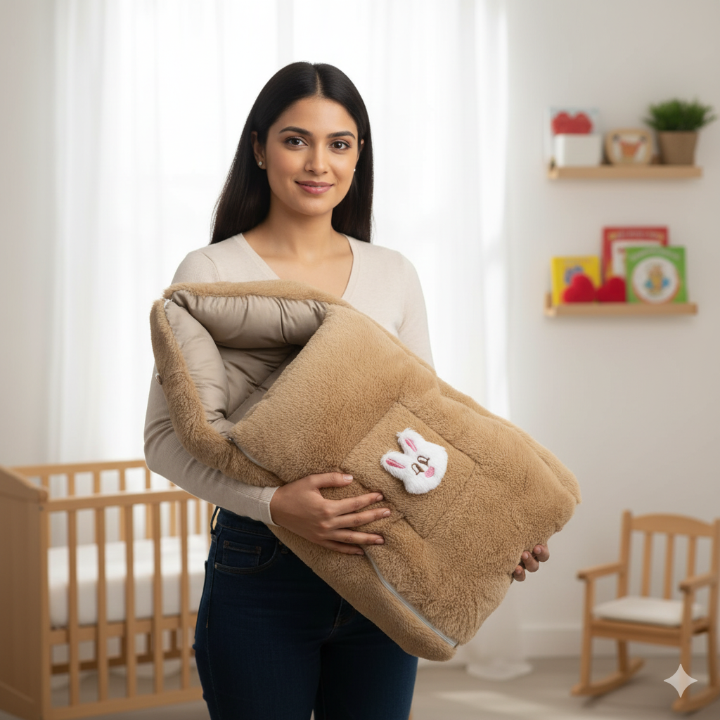 FinchGold Baby Sleeping Carry Bag Cum Bed in Soft Rabbit Fur