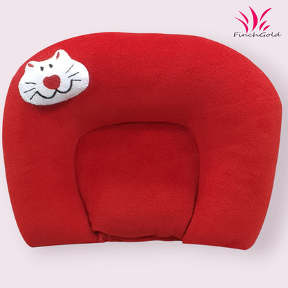 FinchGold Baby Head Support Takiya, Mustard Seeds Filling, 25 x 20.5 cm, Red